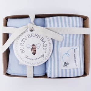 BURT'S BEES Burp Cloths 2-Pack Organic Cotton Blue